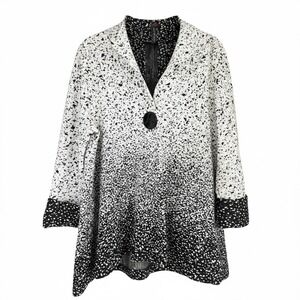 Dance in‎ Paris Womens Speckled Ombre Textured Jacket Black White Size L